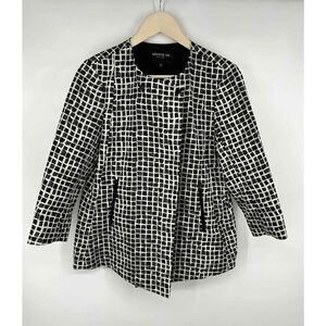 Lafayette 148 New York Black White Checked Blazer Jacket Checks Career Size 10